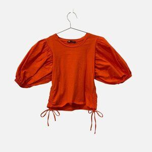 Zara Cinched Side Puff Sleeve Crop Top Medium